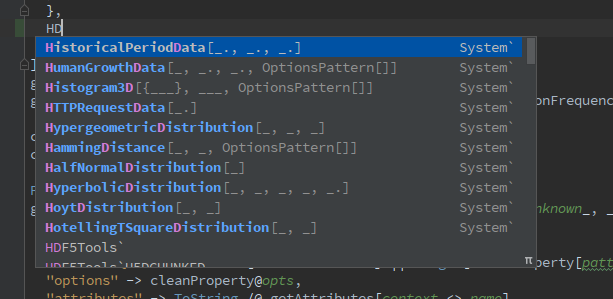 Code Completion selected